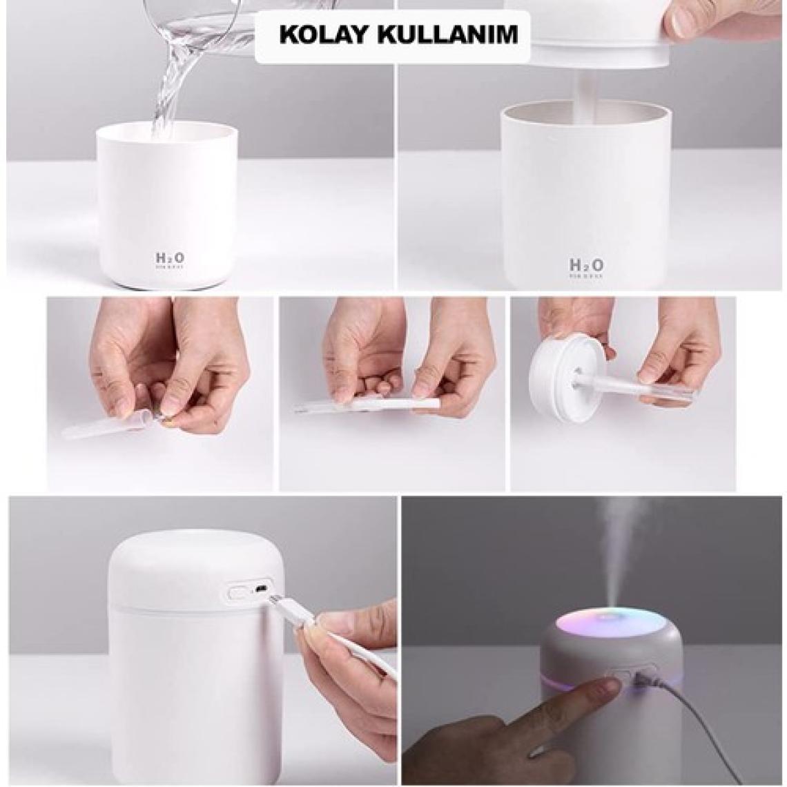 Ultrasonik Hava Nemlendirici Ortam Nemlendirici Işıklı 300 ml