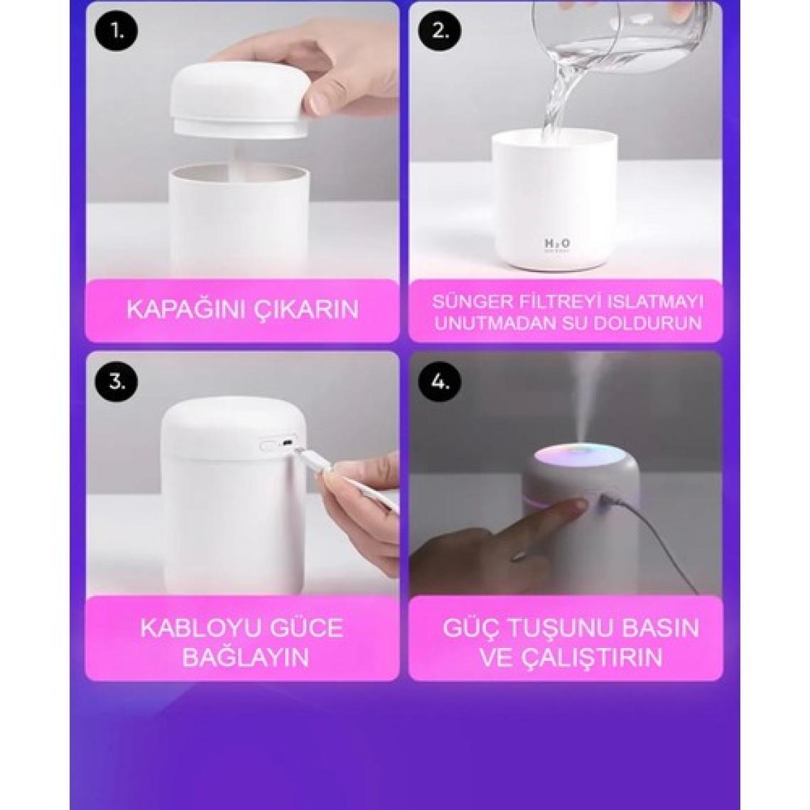 YENİ ŞARJLI TYPE-C  Hava Nemlendirici Şarjlı Yeni Model,aroma Difizörü,koku Dagıtıcı,gecel Lambası