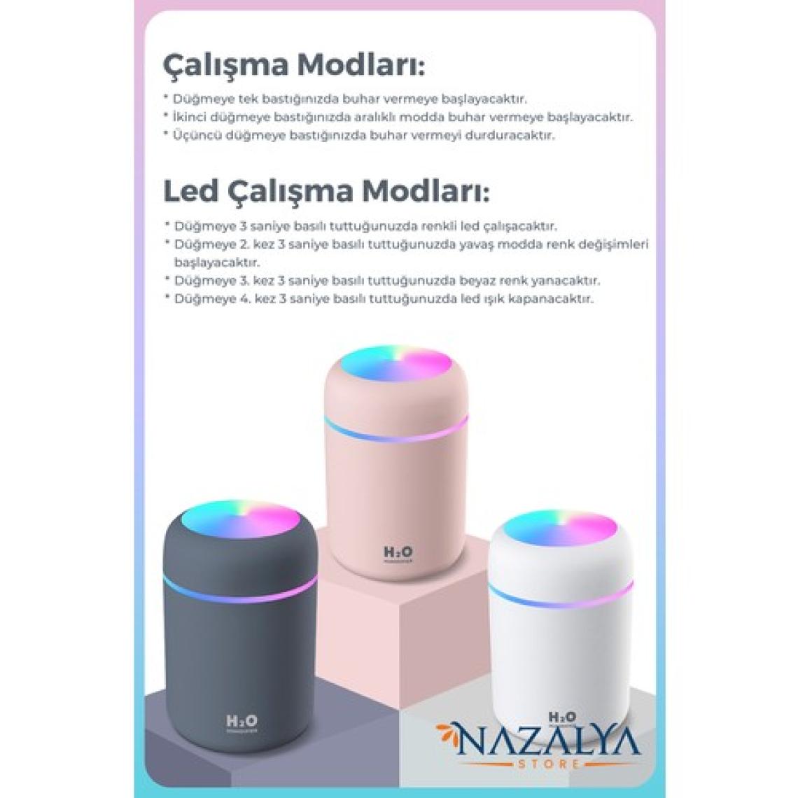 Nazalya H2O 300 ml Ulrasonik Hava Nemlendirici ve Aroma Difüzörü