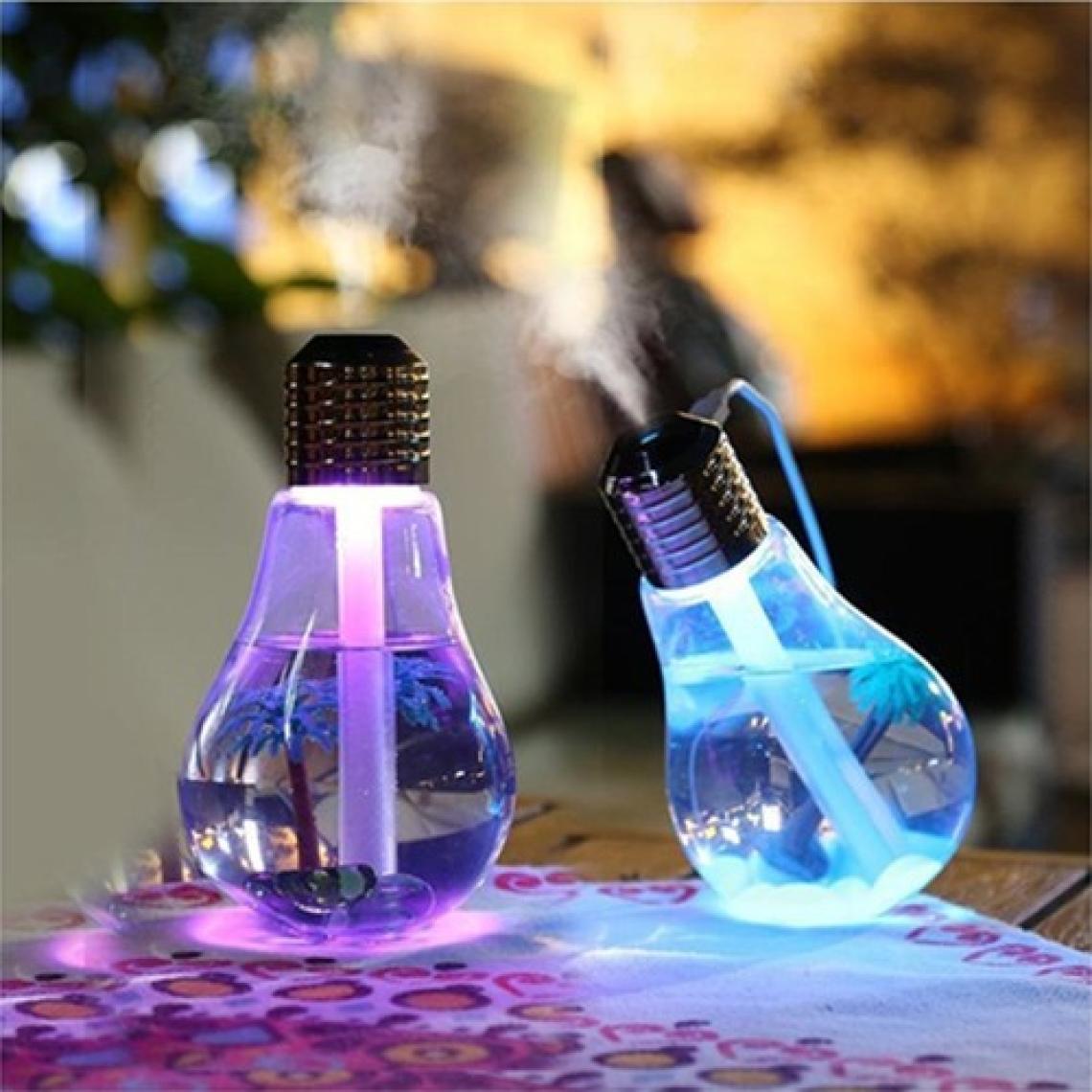 Alya Hediyelik Ampul Şekilli Oda/hava Nemlendirici USB Su Hazneli Sıcak Soğuk Buharlı 7 LED Işıklı