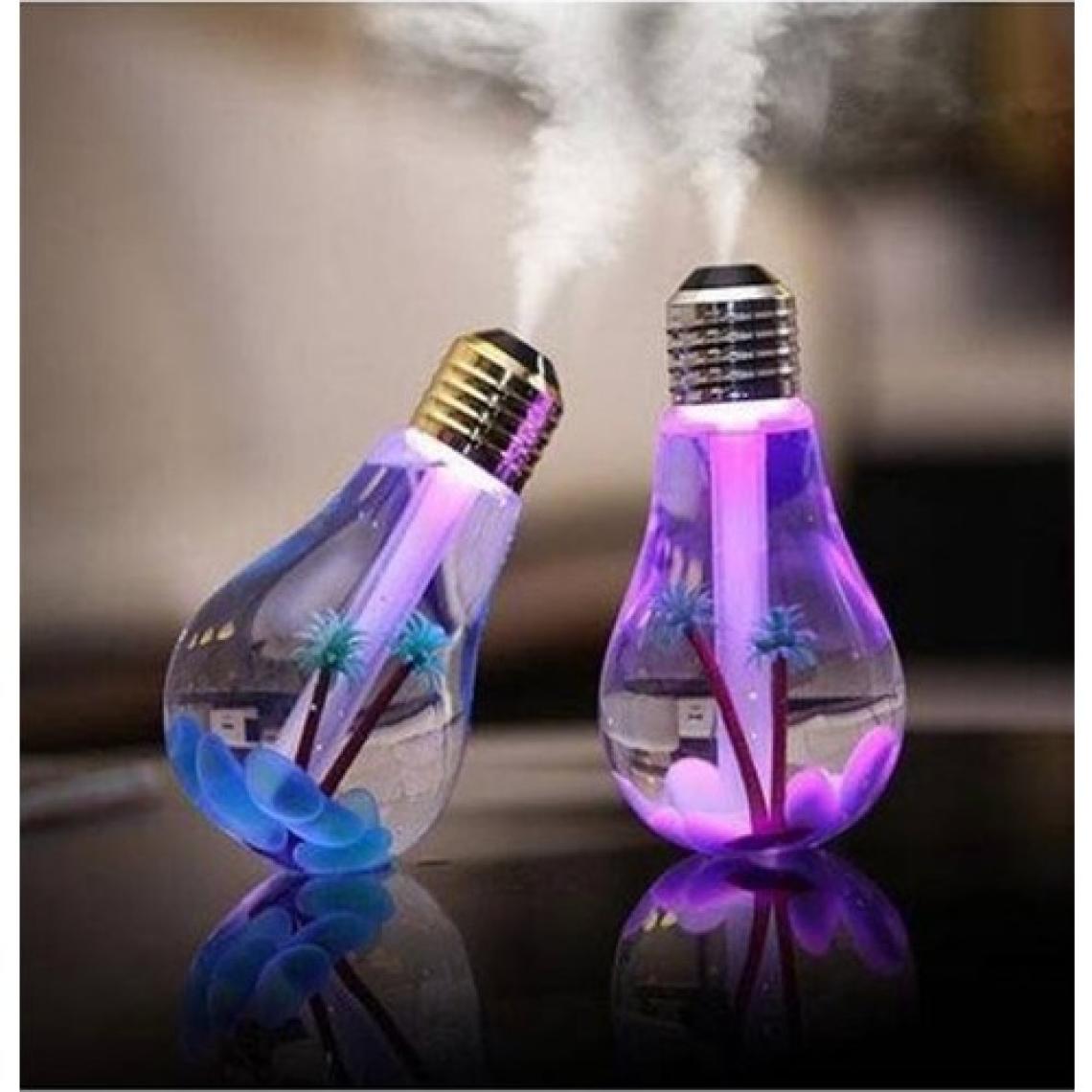 Alya Hediyelik Ampul Şekilli Oda/hava Nemlendirici USB Su Hazneli Sıcak Soğuk Buharlı 7 LED Işıklı