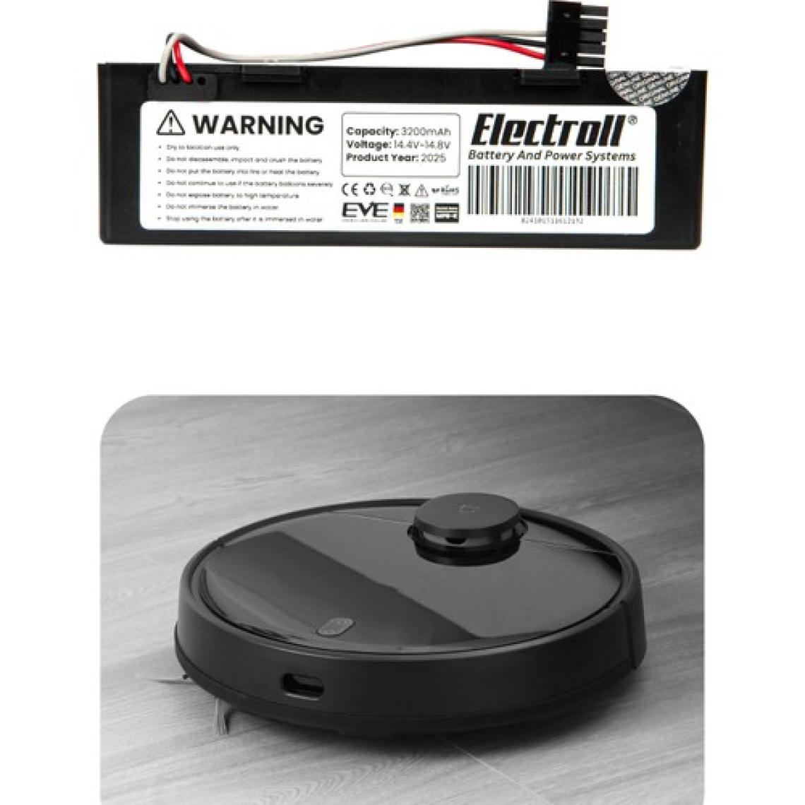 Electroll Xiaomi Mi Vacuum Mop Pro Stytj02ym Batarya (ORJİNAL KAPASİTE) 3.200mah Pil Robot Batarya Değişimi