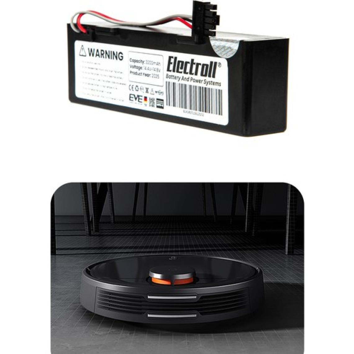 Electroll Xiaomi Mi Vacuum Mop Pro Stytj02ym Batarya (ORJİNAL KAPASİTE) 3.200mah Pil Robot Batarya Değişimi