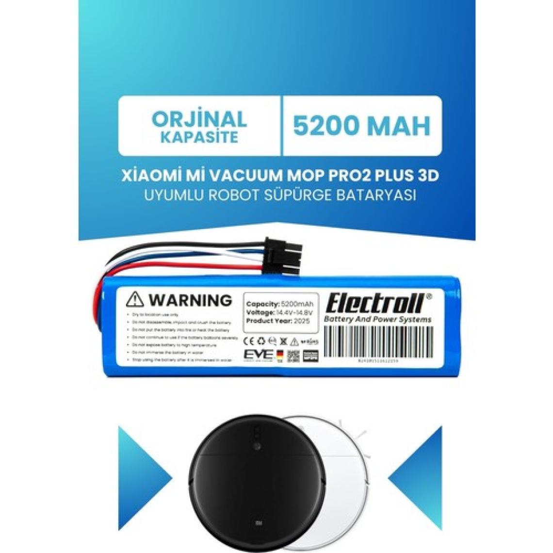 Electroll Xiaomi Mi Vacuum Mop Pro2 Plus 3D Uyumlu Batarya (Orjinal Kapasite) 5200MAH Robot Pil BHR4707GL