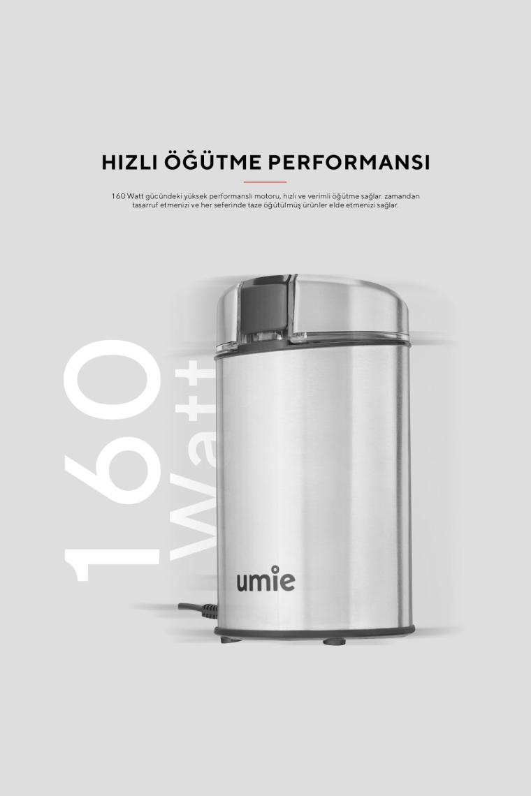 Umıe KB-U52 65G Kapasiteli Pazlanmaz Çelik 160W Kahve ve Baharat Öğütücü