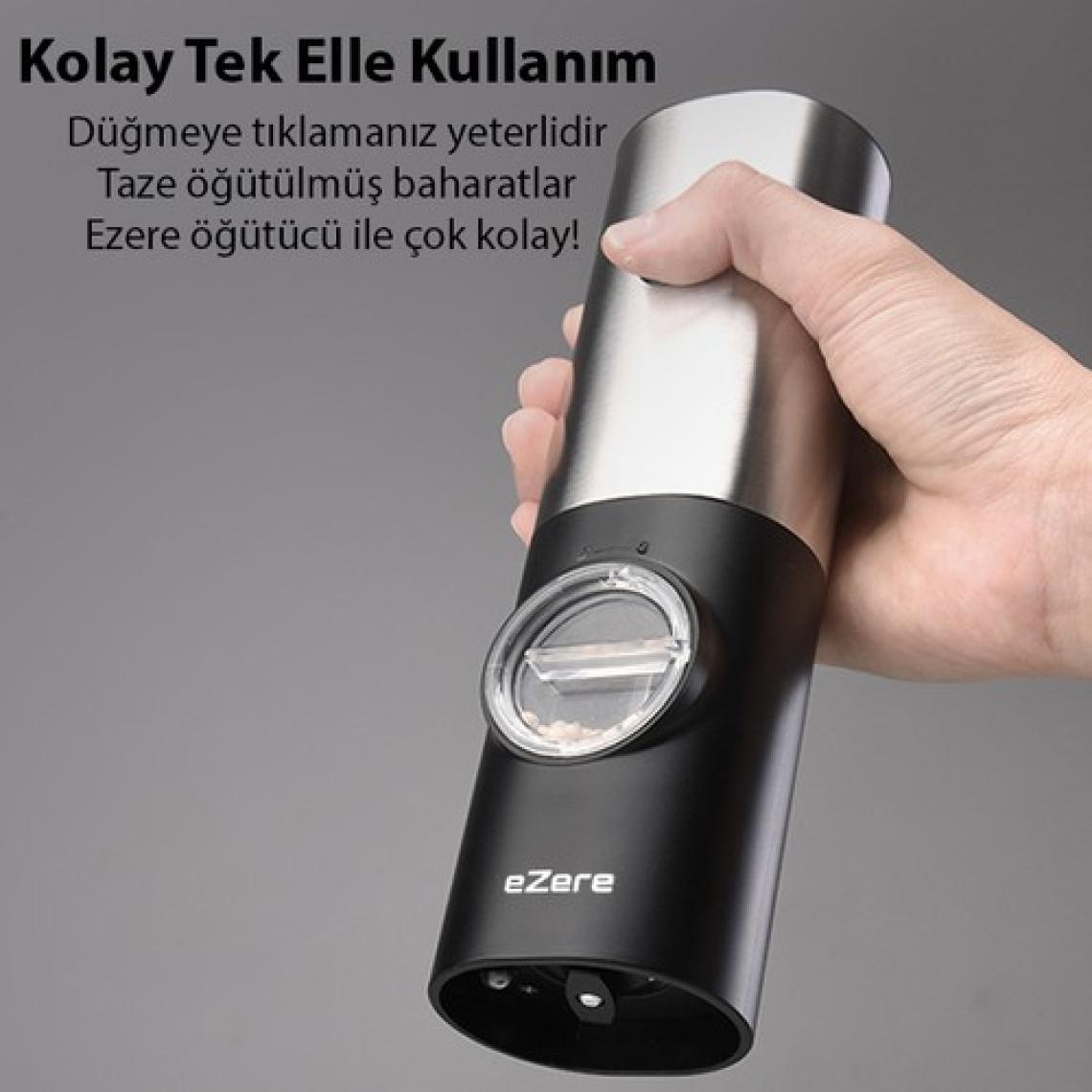 Ezere Elektrikli Baharat Tuz ve Karabiber Değirmeni Öğütücü