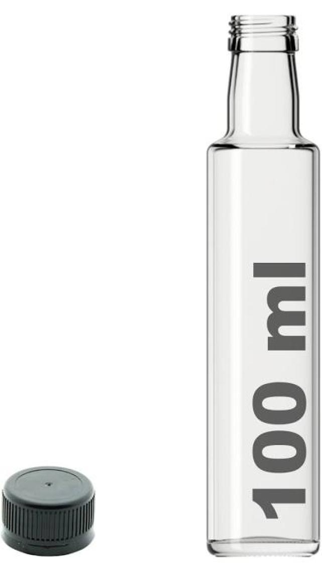 Afracam 100 cc Şeffaf Dorika Sızdırmaz Siyah Kapaklı 100 ml Yuvarlak Cam Şişe 1 Adet