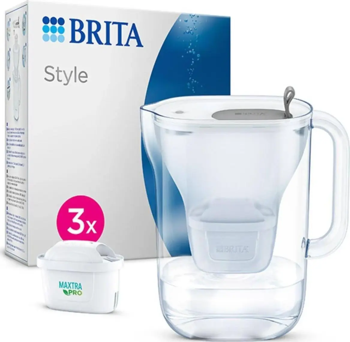 BRITA Style XL 3x Maxtra Pro All-In-1 Filtreli Su Arıtma Sürahisi - Gri 3,5 lt