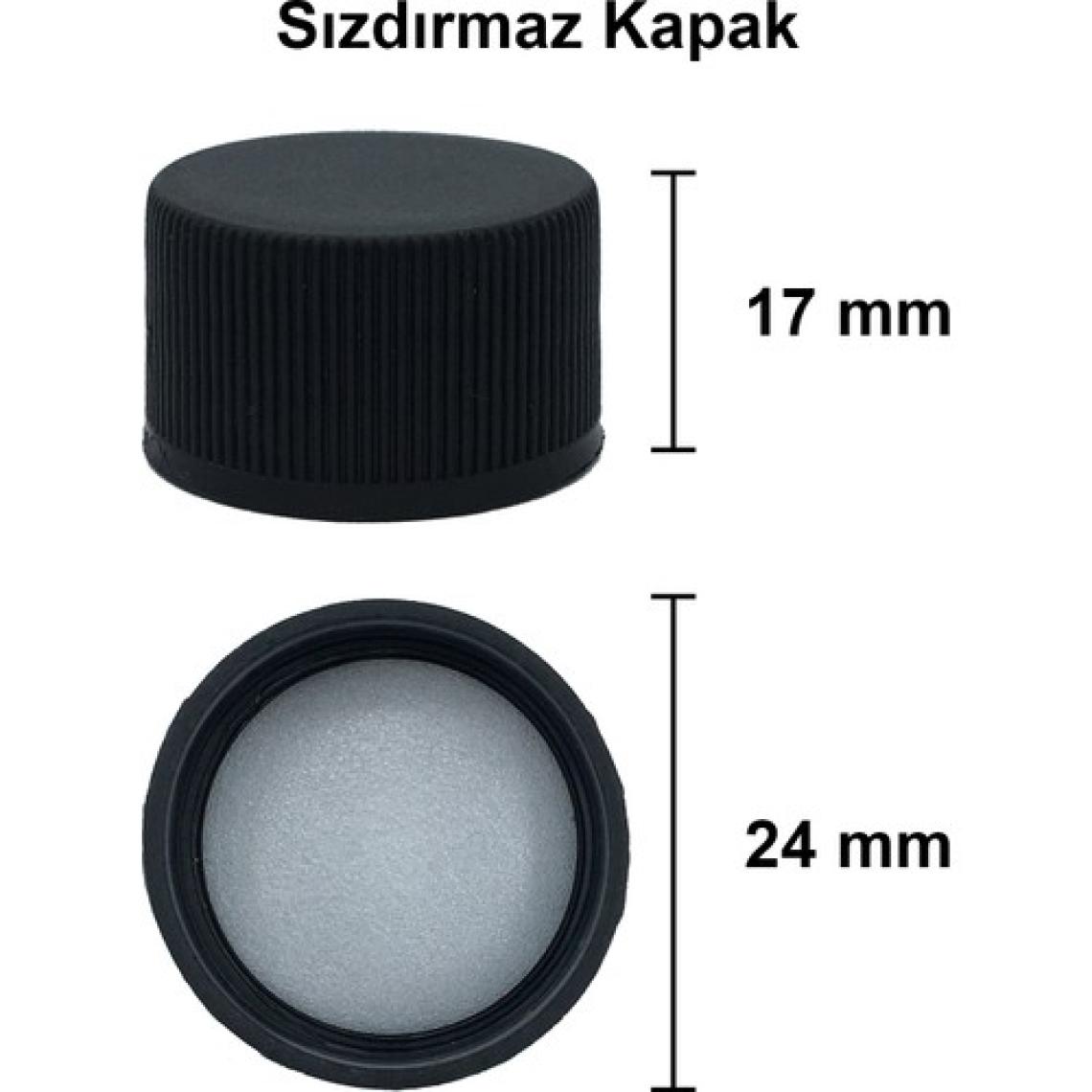 Afracam 100 cc Şeffaf Dorika Sızdırmaz Siyah Kapaklı 100 ml Yuvarlak Cam Şişe 25 Adet
