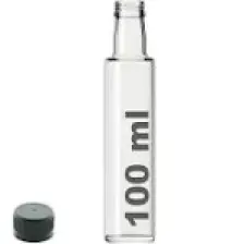 Afracam 100 cc Şeffaf Dorika Sızdırmaz Siyah Kapaklı 100 ml Yuvarlak Cam Şişe 1 Adet