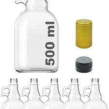 Afracam 500 cc Şeffaf Galon Kilitli Kapaklı ve Kapüşonlu 500 ml Kulplu Cam Şişe 6 Adet