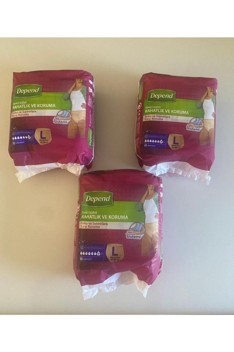 Emici Külot Büyük Boy Large Beden 3lü Paket 30 Adet