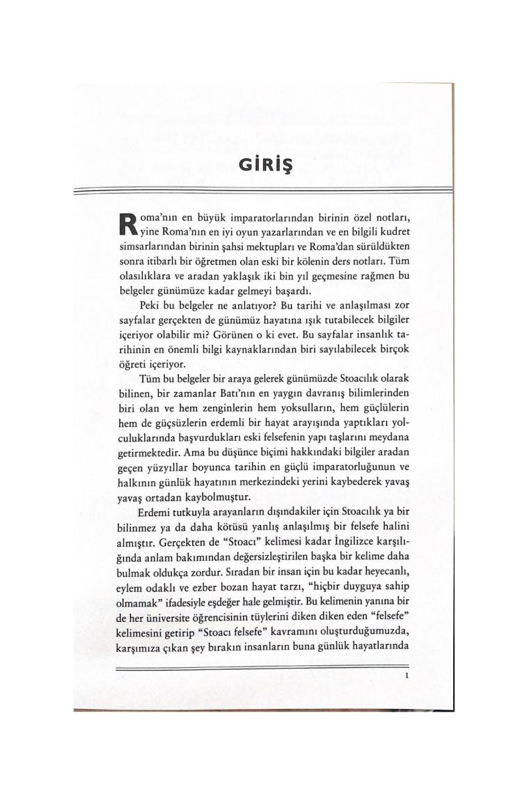 Stoacının Günlüğü: Kendine Hakim Olma Sabır Ve Bilgelik Üzerine 366 Düşünce