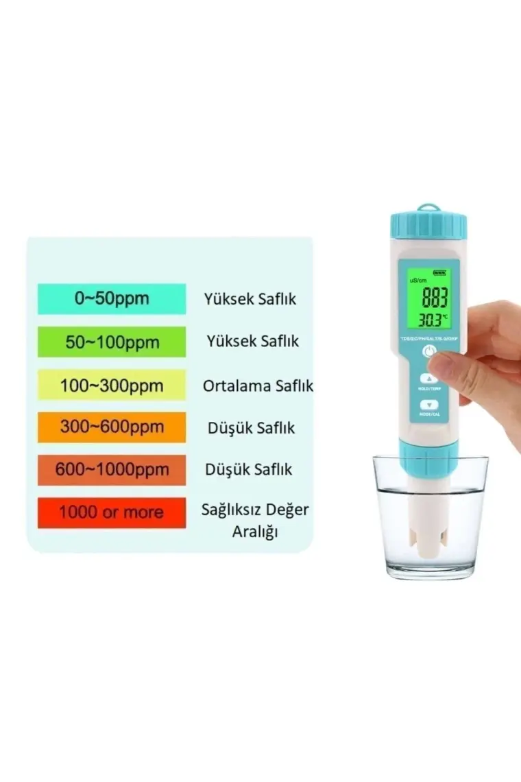 UniChrome 7in1 Ph/tds/ec/orp/deniz Suyu Ağırlık/tuzluluk/sıcaklık C-600 Ph Ölçer Su Kalitesi Monitörü