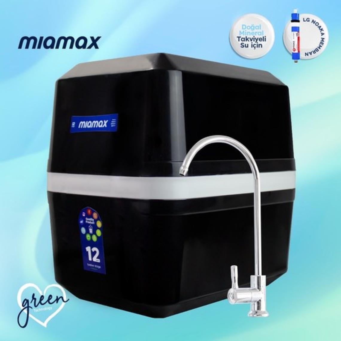 H-MAX Reverse Osmosis System Miamax 12 Aşama 9 Litre Çelik Tanklı Mineralli Su Arıtma Cihazı