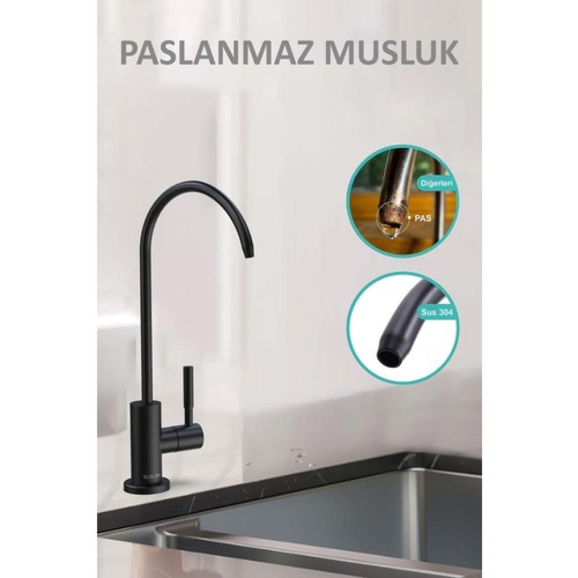 Piksel Aqua Lüks Su Arıtma Musluğu Mat Siyah Paslanmaz