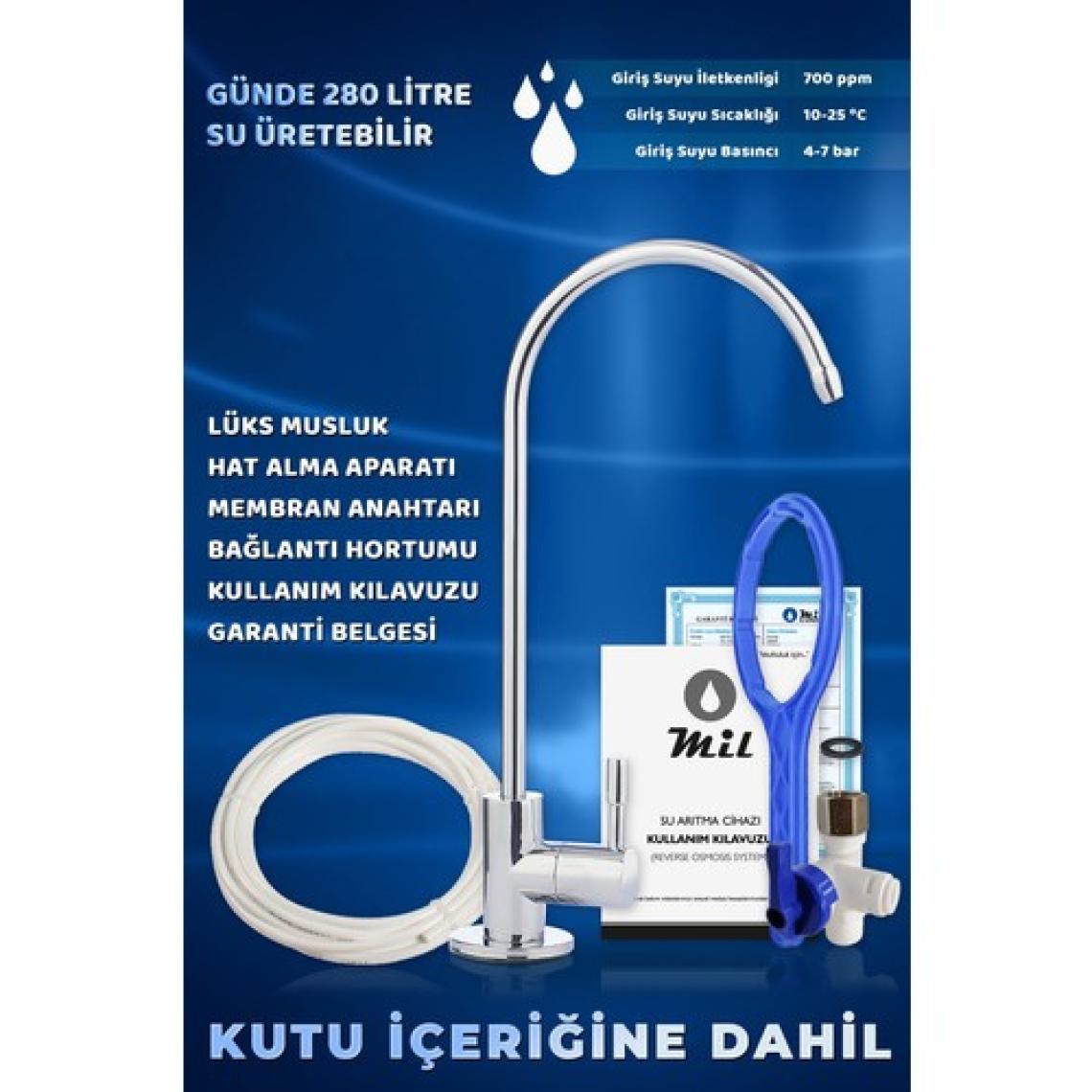 Mil Su Arıtma Cihazı 12 Aşamalı 12 Lt Çelik Tanklı (BNP12 M-S)
