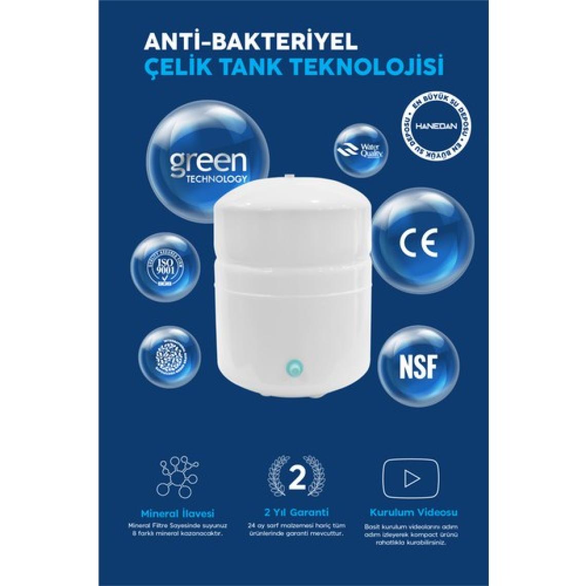 Hanedan 6 Aşamalı Alkali Mineral Filtreli 12 lt Metal Tanklı Su Arıtma Cihazı