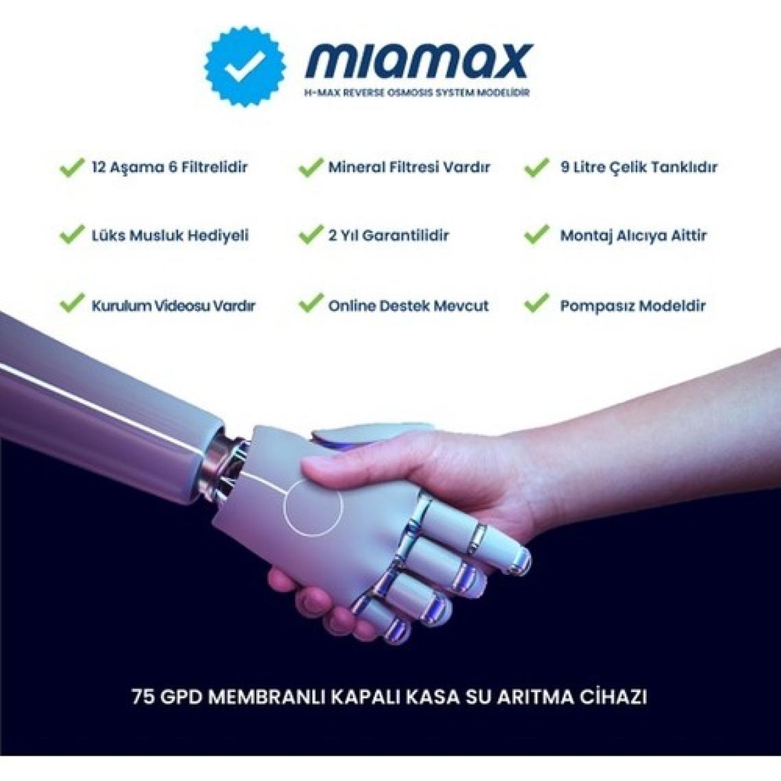 Miamax 12 Aşama Standart Membranlı 9 Litre Çelik Tanklı Mineralli Su Arıtma Cihazı - 0004