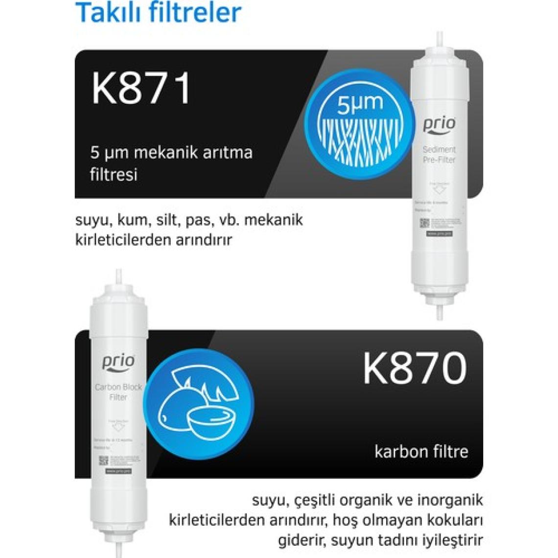Prio MO530 Slim 15 Litre Tanklı Pompasız Su Arıtma Cihazı