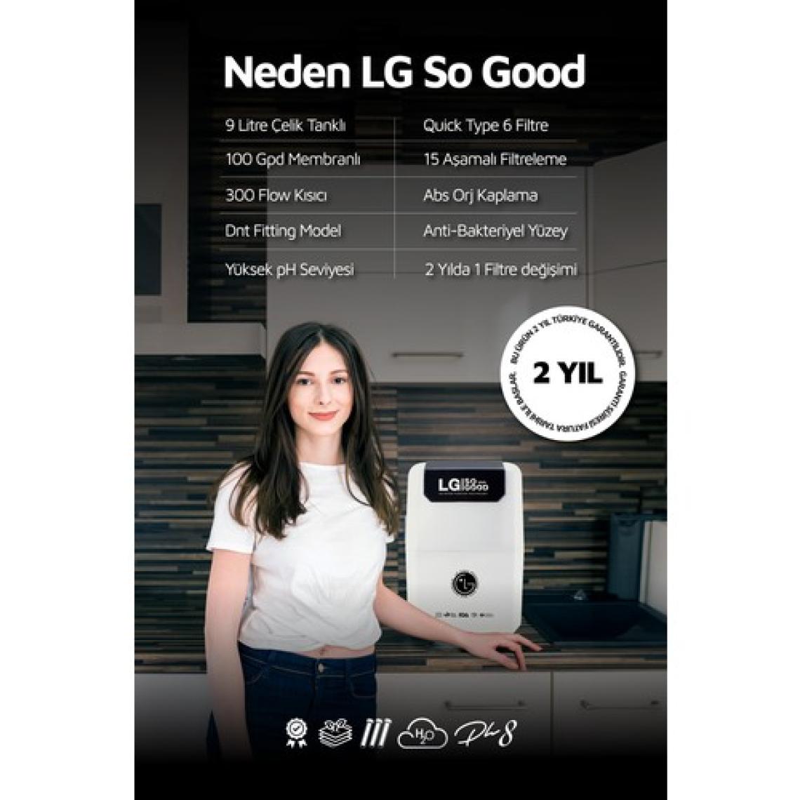 So Good LG Purifier 15 Aşama 100 Gpd Alkali Su Arıtma Cihazı (Ücretsiz Montaj)