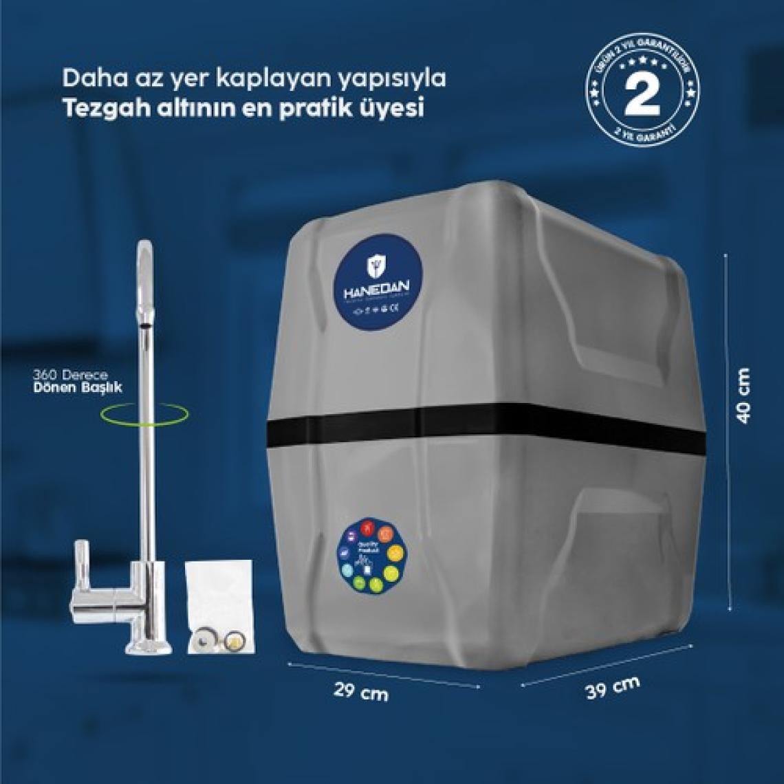 H-MAX Reverse Osmosis System 12 Aşama 9 Litre Çelik Tanklı 80 Gpd Membranlı Su Arıtma Cihazı
