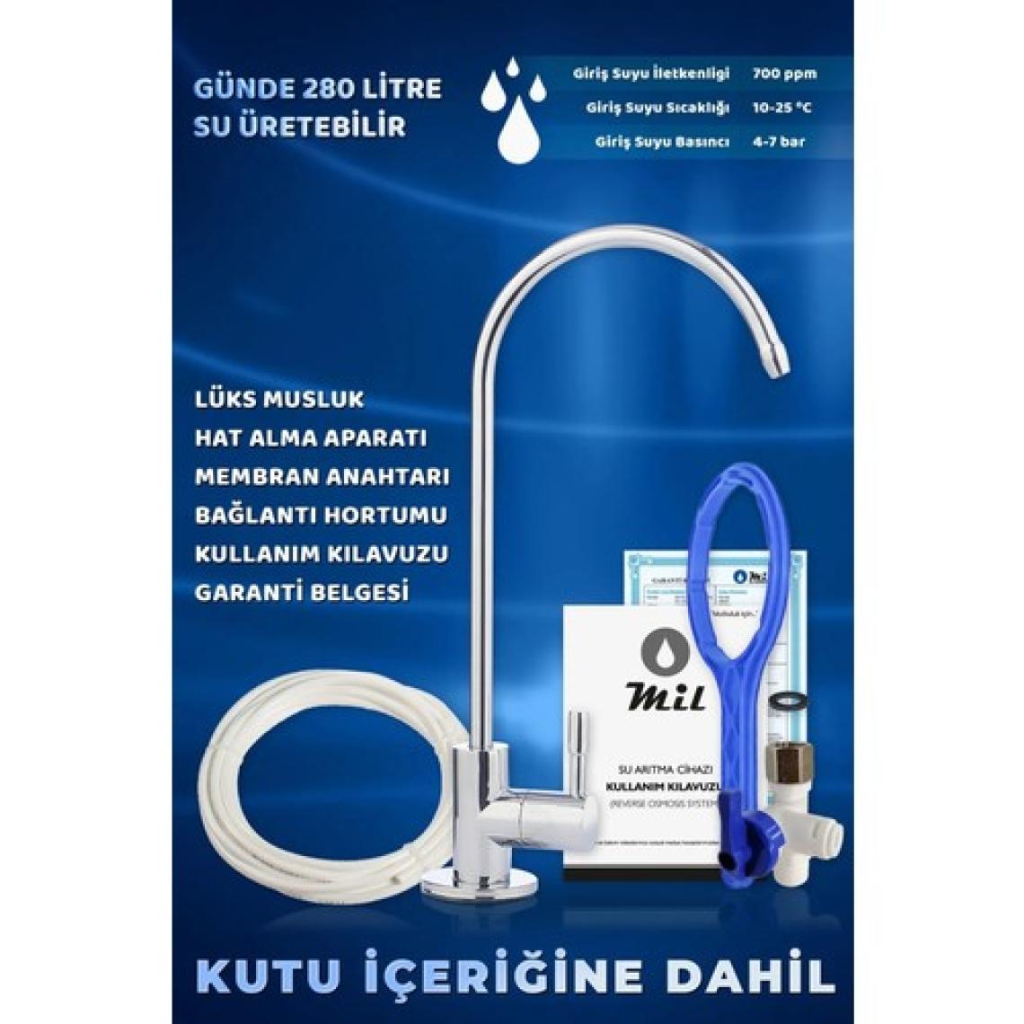 Mil Su Arıtma Cihazı Pompalı 14 Aşamalı Alkali Filtreli 8 Lt Çelik Tanklı (DP14-M-S)