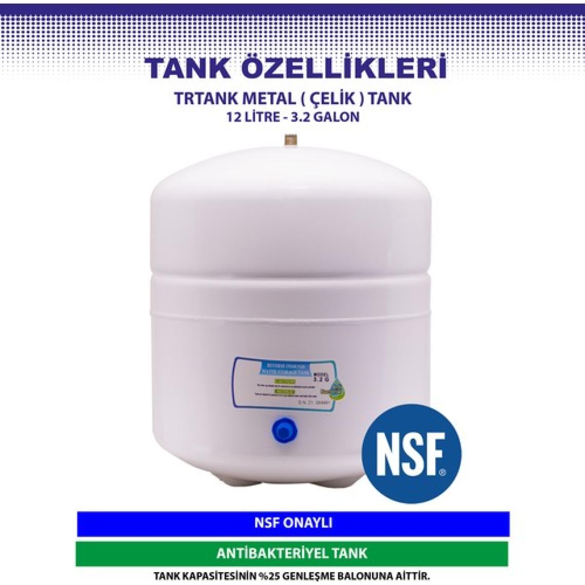 OverWater GRANDE 12 Aşamalı 12 Lt. Çelik Tanklı Kapalı Kasa Pompasız Su Arıtma Cihazı Özel Sarım Membran Filtre