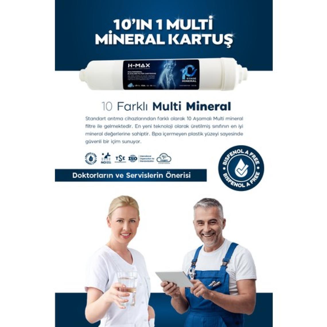 H-MAX Reverse Osmosis System 15 Aşama 9 Litre Çelik Tanklı 80 Gpd Membranlı Su Arıtma Cihazı