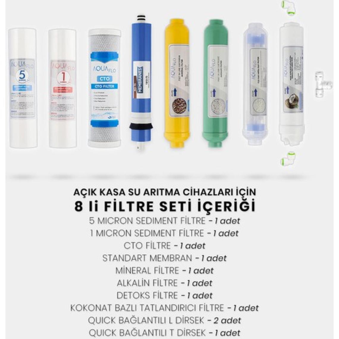 Mil Su Açık Kasa Su Arıtma Cihazı 8'li Filtresi Standart Membran Set