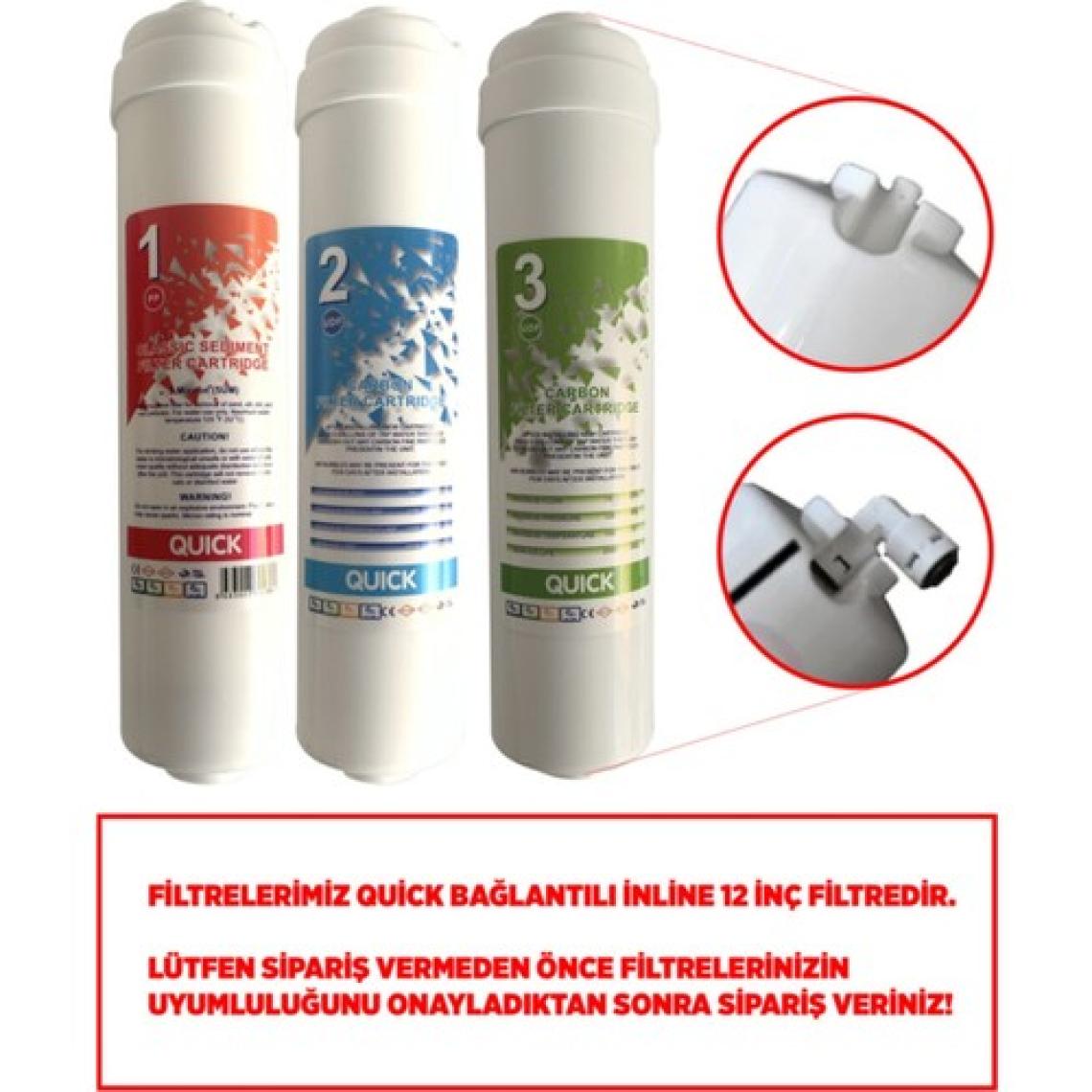 Sulook Ihlas Aura Cebilon Plus Uyumlu Su Arıtma Cihazı 12 Inç Inline 5'li Membranlı Filtre Seti