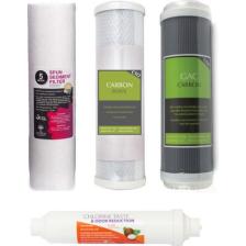 Aqualine 10" 4'lü Arıtma Filtresi Seti : Sediment + Blok Aktif Karbon + Granül Aktif Karbon + Hindistan Cevizi Tatlandırıcı Filtre