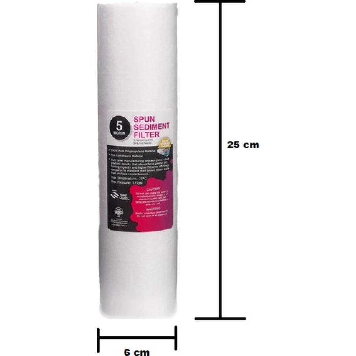 E-Water Su Arıtma Cihazı Filtresi 10inc=25,4cm 5 Mikron Sediment Spun Filtre Açık Kasalı Cihazlar İçin 1. Aşama Filtresi