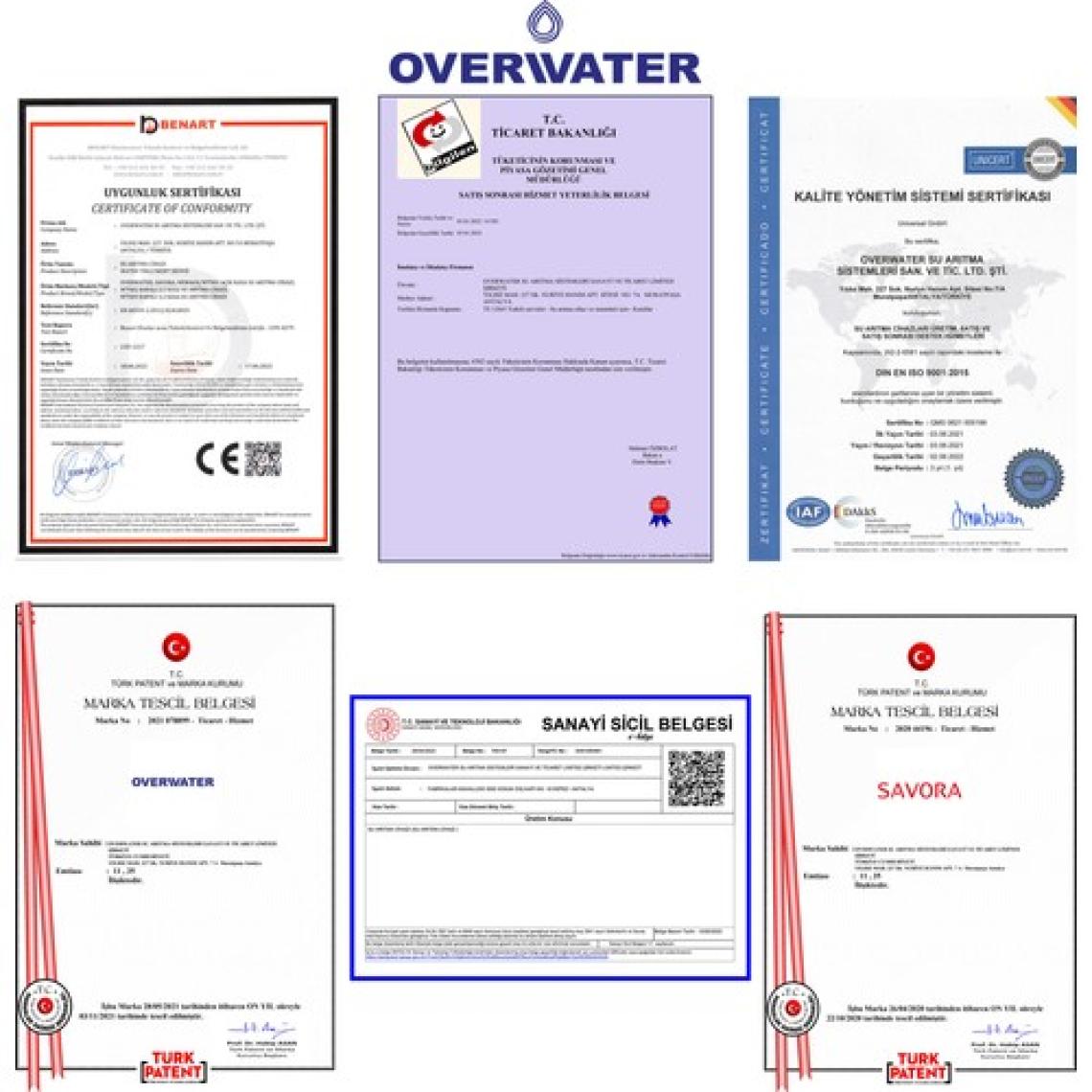 OverWater Açık Kasa Su Arıtma Cihazı 6 Lı Filtresi Seti 10 Aşamalı Özel Sarım Membran Filtre