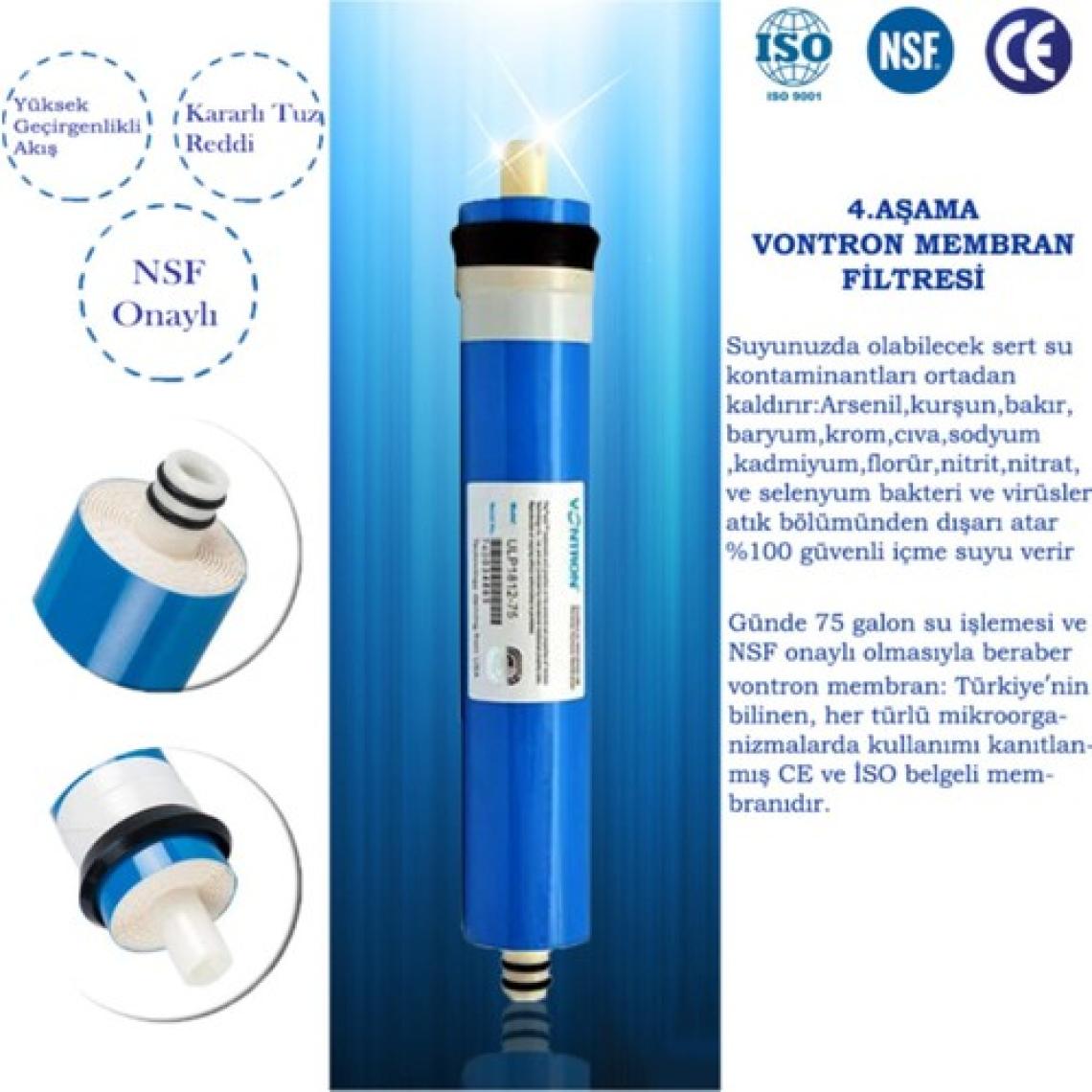 Liberti Açık Kasa Su Arıtma Cihazı Filtre 6 Aşamalı Filtre Seti (Nsf Onaylı Vontron Membranlı)