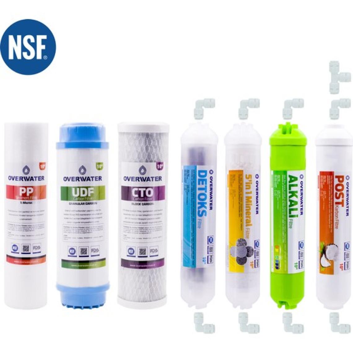 OverWater Açık Kasa Su Arıtma Cihazı 7 li Filtresi Seti Aşamalı ( Membransız Set ) FKN70MAD