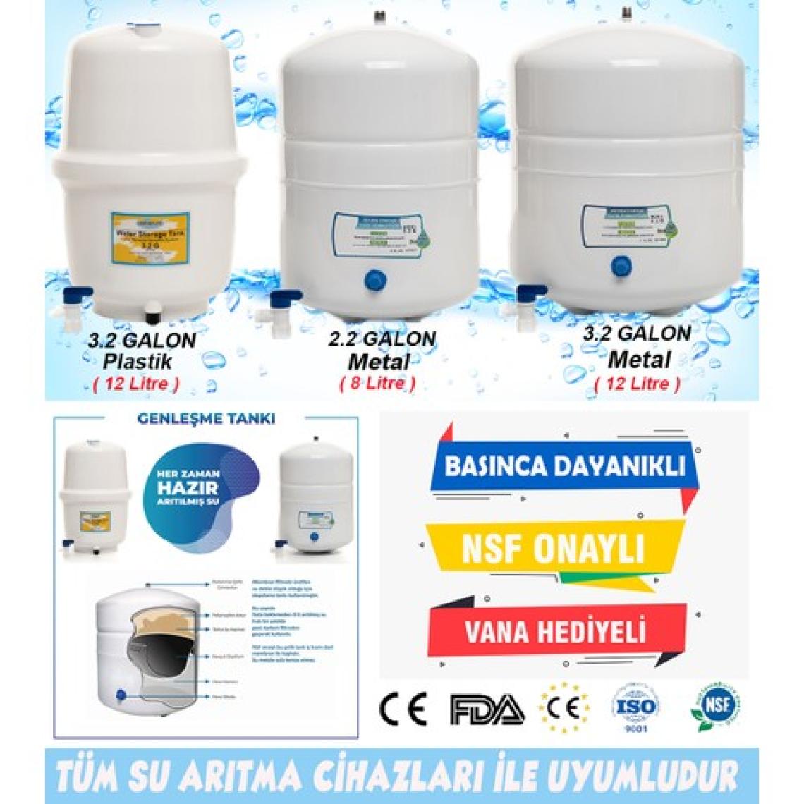 Sulook Su Arıtma Cihazı Tankı 3.2 Galon Metal (12 Litre)