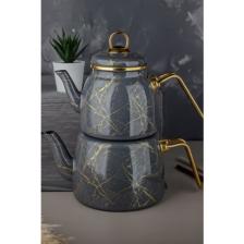 Paçi Elite Class Gri Kırık Mermer Desenli Çaydanlık