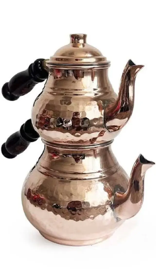Turna Bakır Klasik Çaydanlık 1 No Ince El Dövme Kırmızı TURNA1964-1