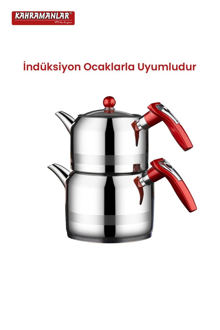 Kahramanlar Çelik Yağmur Mega Boy Çaydanlık Takımı