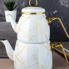 Paçi Elite Class Beyaz Kırık Mermer Çaydanlık