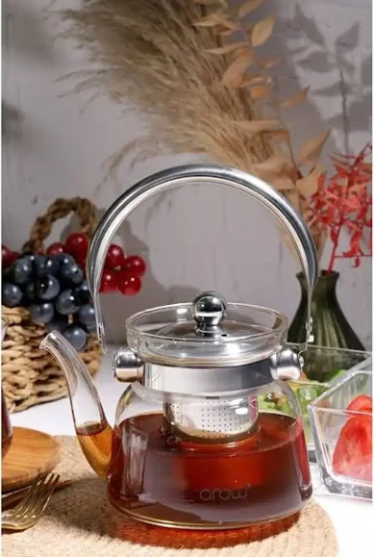Arow Dem Ateşe Dayanıklı Borosilikat Cam Çaydanlık