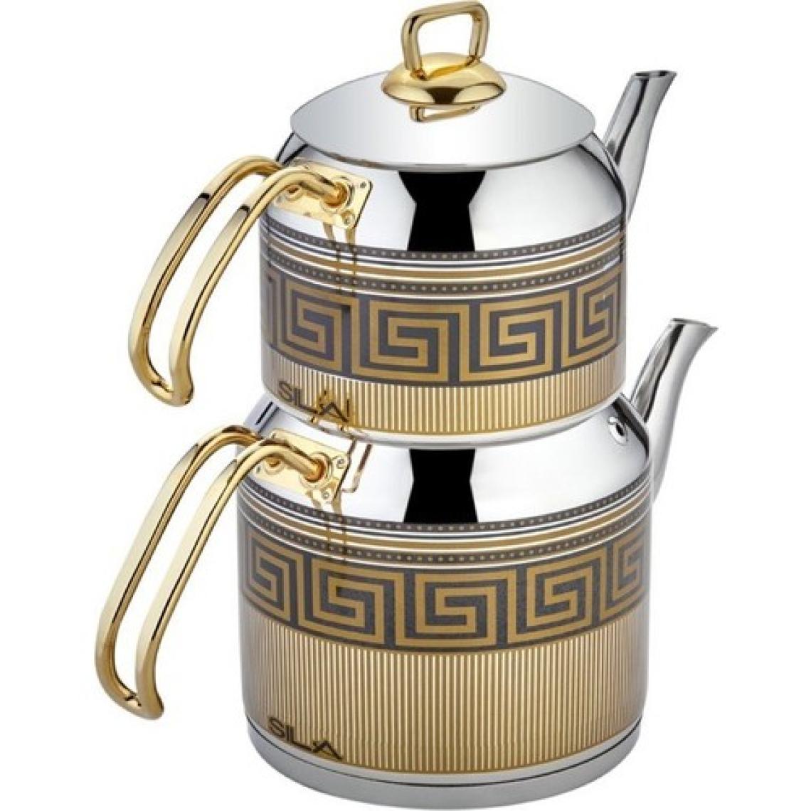 Sıla Zeugma Dekorlu Siyah Gold 521-S Çaydanlık
