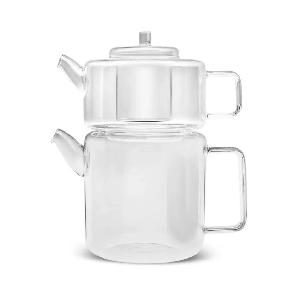 Arow Very Borosilikat Cam Çaydanlık Seti M-07 ''1100 ML-1800 Ml'' Şeffaf/mavi