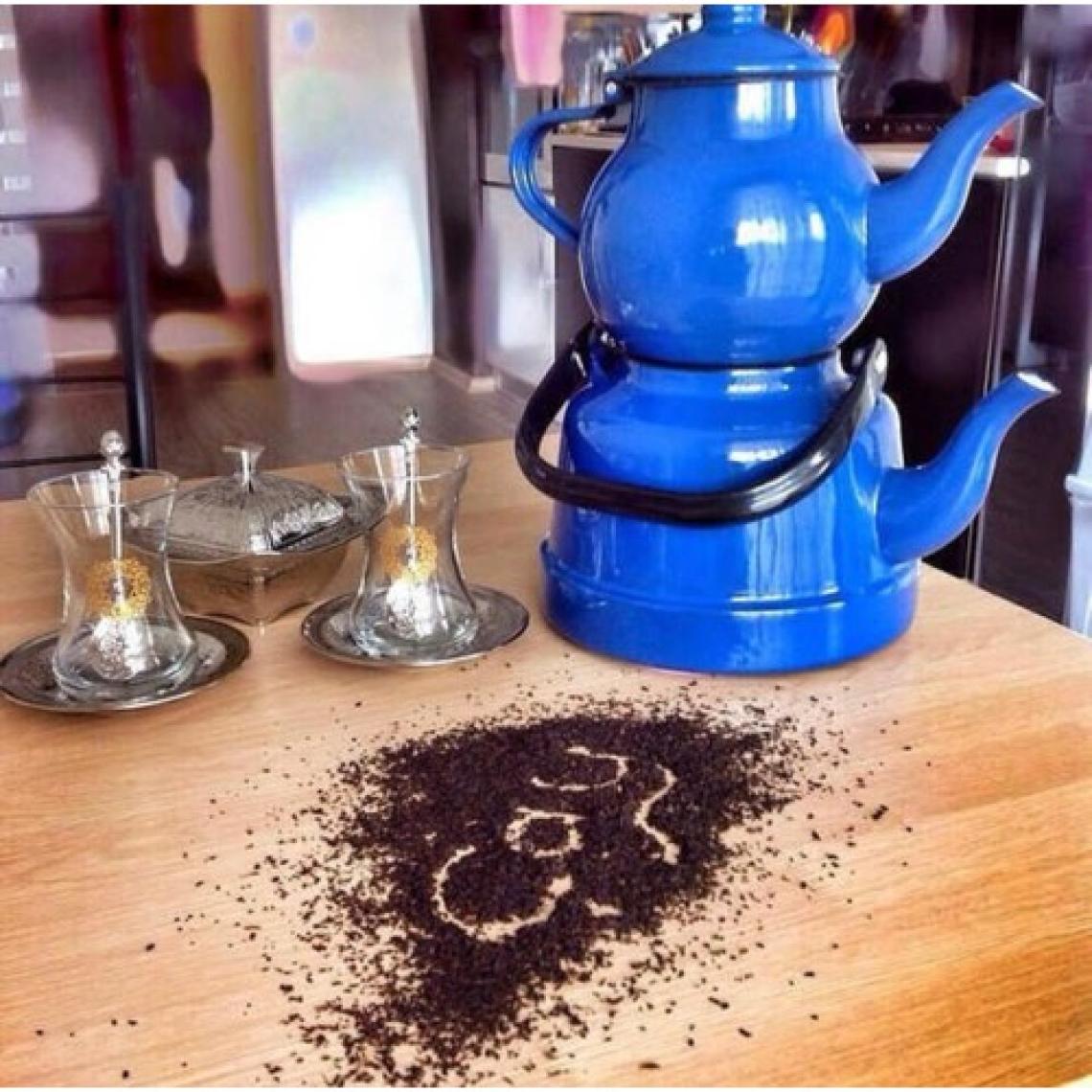 Ebru Metal Emaye Nostaljik Çaydanlık