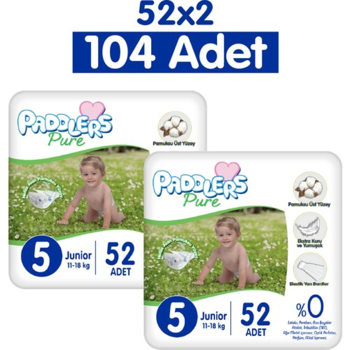 Paddlers Pure Bebek Bezi 5 Numara Junior 104 Adet 2'li Jumbo Set