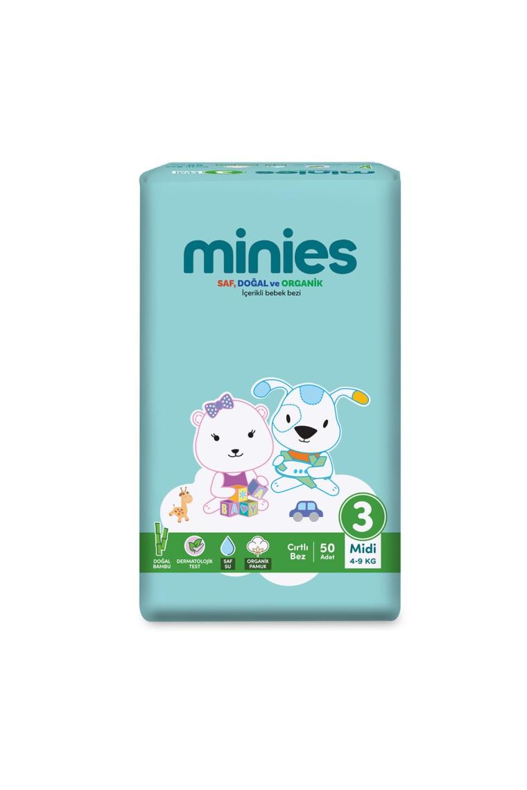 Minies Bebek Bezi Midi 3 Beden 4-9 kg 50 Adet