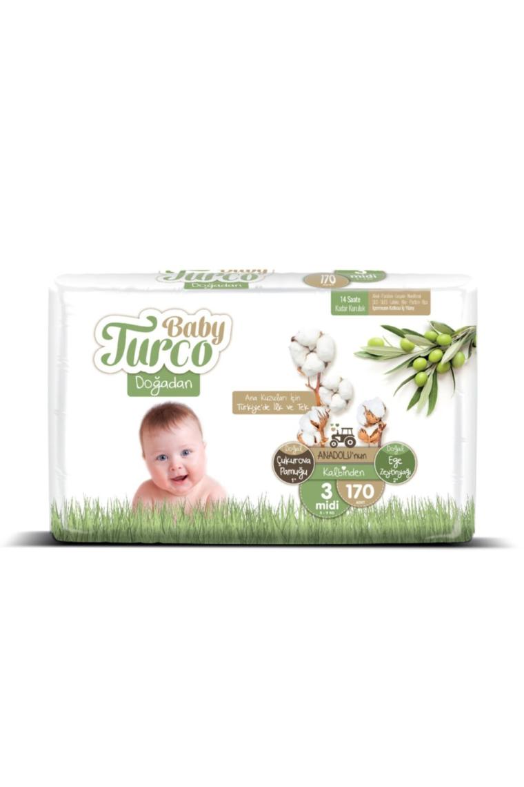 Baby Turco Doğadan 3 Numara Bantlı Bebek Bezi (5-9 kg) - 170 Adet