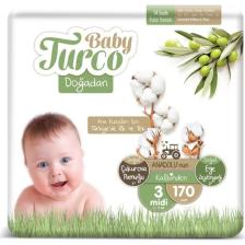 Baby Turco Doğadan 3 Numara Midi 170'li Bebek Bezi