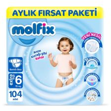 Molfix Bebek Bezi 6 Beden Extra Large Aylık Fırsat Paketi 104 Adet